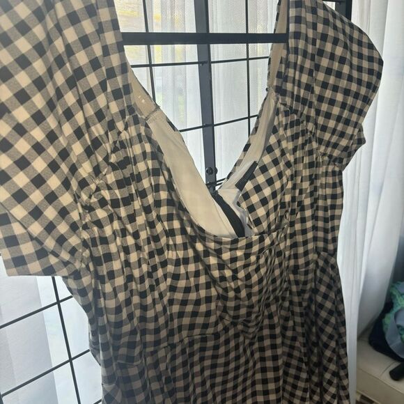 Torrid Retro Chic Black and White Gingham Off the Shoulder A-Line Midi Dress EUC - Picture 3 of 10
